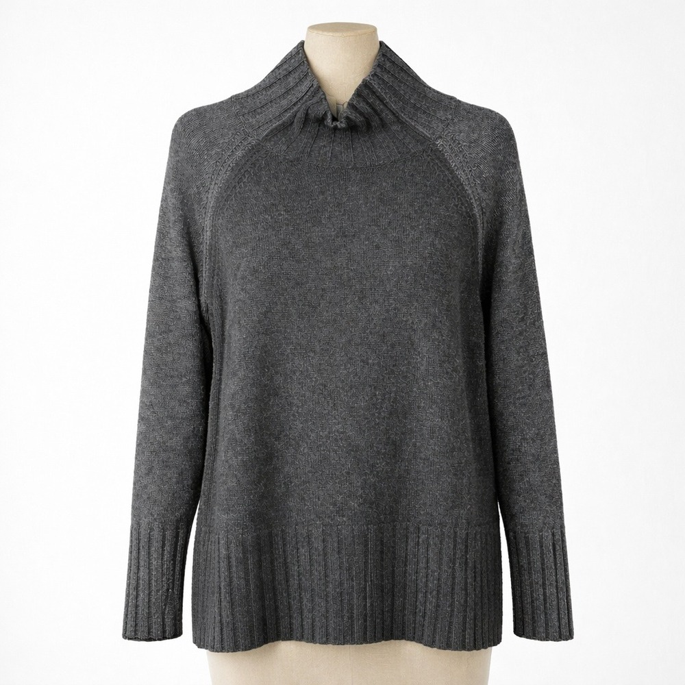 Krimson Klover Alpaca Merino Wool Turtleneck Sweater Size L Gray Colorblock Ski